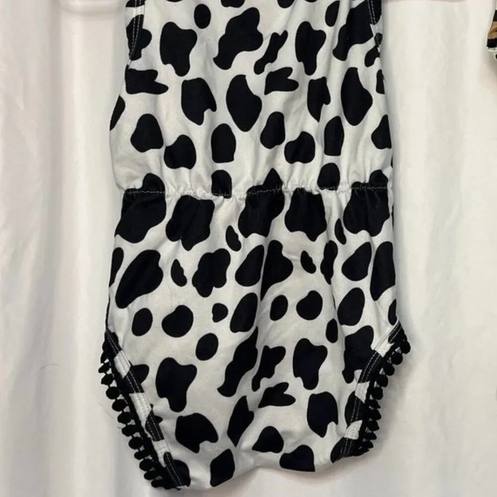 3/$20 Bundle •Baby Sleeveless Romper Bundle – Cow Print & Leopard Print –